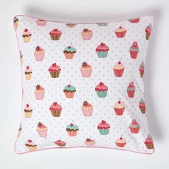 Homescapes Cotton Cup Cakes Cushion Cover, 60 X 60 Cm