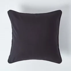 Homescapes Cotton Plain Black Cushion Cover, 60 X 60 Cm