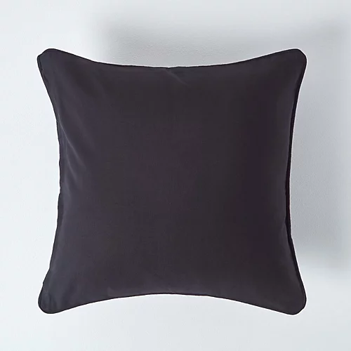 Homescapes Cotton Plain Black Cushion Cover, 60 X 60 Cm 3 Homescapes Cotton Plain Black Cushion Cover, 60 X 60 Cm