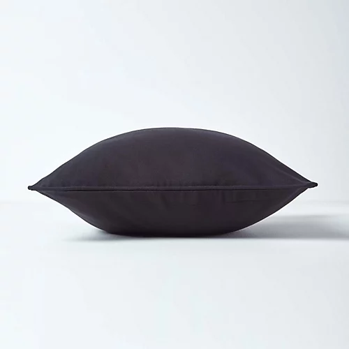 Homescapes Cotton Plain Black Cushion Cover, 60 X 60 Cm 4 Homescapes Cotton Plain Black Cushion Cover, 60 X 60 Cm - Image 2