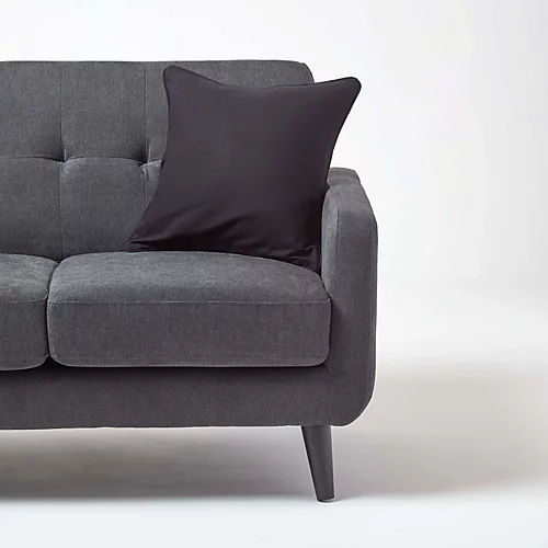 Homescapes Cotton Plain Black Cushion Cover, 60 X 60 Cm 6 Homescapes Cotton Plain Black Cushion Cover, 60 X 60 Cm - Image 4