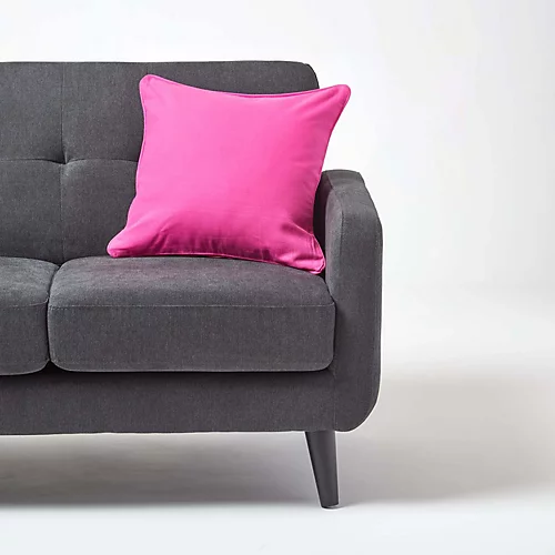 Homescapes Cotton Plain Cerise Cushion Cover, 60 X 60 Cm 6 Homescapes Cotton Plain Cerise Cushion Cover, 60 X 60 Cm - Image 4