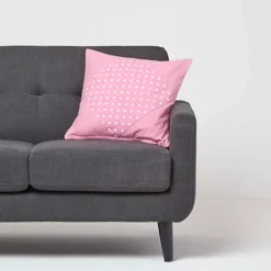 Homescapes Cotton Plain Pink And Polka Dots Cushion Cover, 45 X 45 Cm 7 Homescapes Cotton Plain Pink And Polka Dots Cushion Cover, 45 X 45 Cm -DIY homescapes cotton plain pink and polka dots cushion cover 45 x 45 cm5055967438149 02c MP