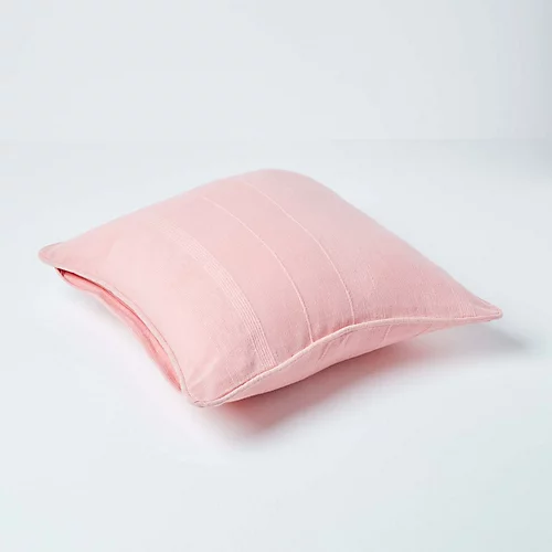 Homescapes Cotton Rajput Ribbed Pink Cushion Cover, 60 X 60 Cm 5 Homescapes Cotton Rajput Ribbed Pink Cushion Cover, 60 X 60 Cm - Image 3