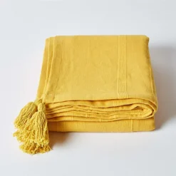 Homescapes Cotton Rajput Ribbed Yellow Throw, 150 X 200 Cm -DIY homescapes cotton rajput ribbed yellow throw 150 x 200 cm5055967431195 02c MP