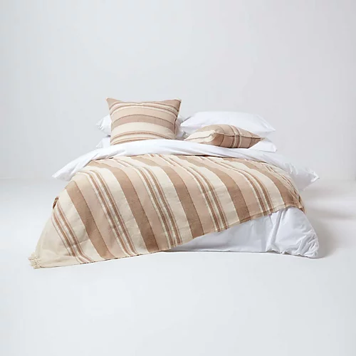 Homescapes Cotton Striped Beige Cushion Cover Morocco , 60 X 60 Cm 6 Homescapes Cotton Striped Beige Cushion Cover Morocco , 60 X 60 Cm - Image 4