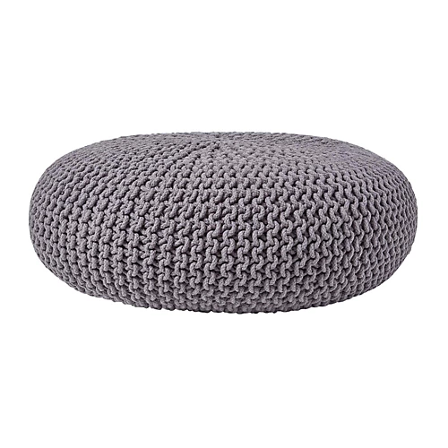 Homescapes Dark Grey Large Round Cotton Knitted Pouffe Footstool 3 Homescapes Dark Grey Large Round Cotton Knitted Pouffe Footstool