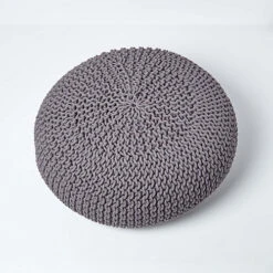 Homescapes Dark Grey Large Round Cotton Knitted Pouffe Footstool 8 Homescapes Dark Grey Large Round Cotton Knitted Pouffe Footstool -DIY homescapes dark grey large round cotton knitted pouffe footstool5055967430815 03c MP