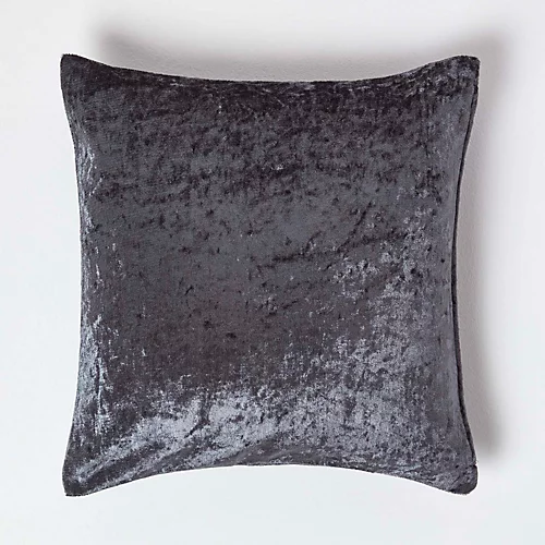 Homescapes Dark Grey Luxury Crushed Velvet Cushion Cover, 45 X 45 Cm 3 Homescapes Dark Grey Luxury Crushed Velvet Cushion Cover, 45 X 45 Cm