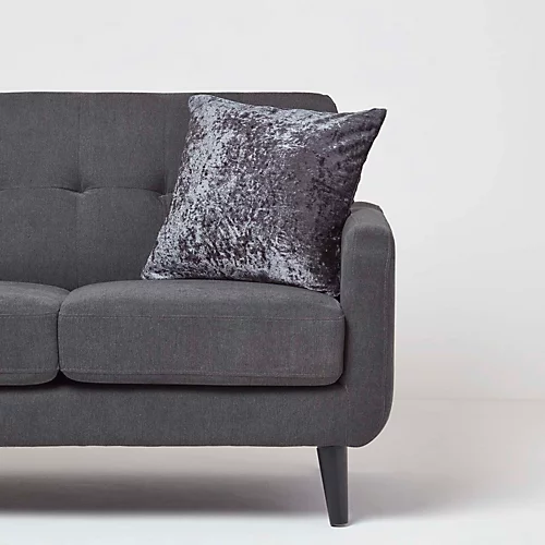 Homescapes Dark Grey Luxury Crushed Velvet Cushion Cover, 45 X 45 Cm 4 Homescapes Dark Grey Luxury Crushed Velvet Cushion Cover, 45 X 45 Cm - Image 2