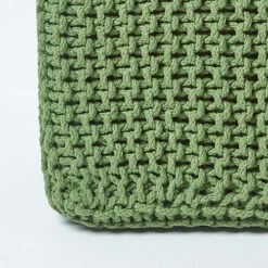 Homescapes Forest Green Cube Cotton Knitted Pouffe Footstool -DIY homescapes forest green cube cotton knitted pouffe footstool5055967431997 04c MP
