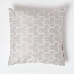 Homescapes Geometric Natural Jacquard Cushion Cover, 45 X 45 Cm