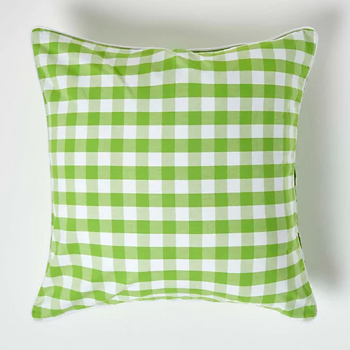 Homescapes Green Block Check Cotton Gingham Cushion Cover, 60 X 60 Cm 3 Homescapes Green Block Check Cotton Gingham Cushion Cover, 60 X 60 Cm