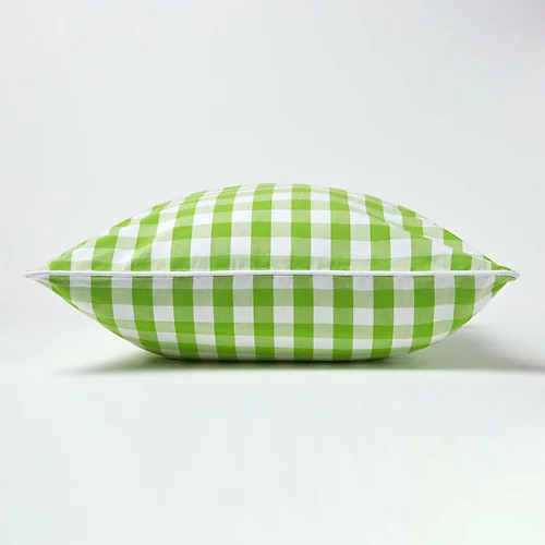 Homescapes Green Block Check Cotton Gingham Cushion Cover, 60 X 60 Cm 5 Homescapes Green Block Check Cotton Gingham Cushion Cover, 60 X 60 Cm - Image 3