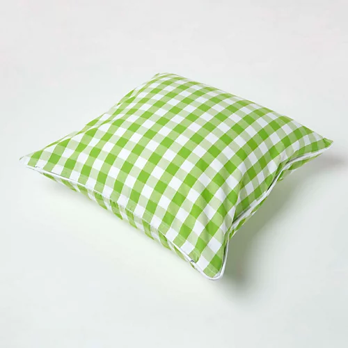 Homescapes Green Block Check Cotton Gingham Cushion Cover, 60 X 60 Cm 6 Homescapes Green Block Check Cotton Gingham Cushion Cover, 60 X 60 Cm - Image 4
