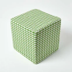 Homescapes Green Gingham Check Cotton Cube Pouffe 36 X 36 X 38 Cm -DIY homescapes green gingham check cotton cube pouffe 36 x 36 x 38 cm5055967444904 03c MP