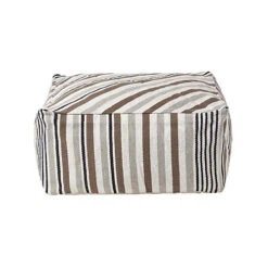 Homescapes Grey, Black And White Stripe Beanbag Cube Pouffe Large 60 X 60 X 30 Cm