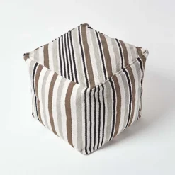 Homescapes Grey, Black And White Stripe Cube Square Footstool 40 X 40 X 40 Cm -DIY homescapes grey black and white stripe cube square footstool 40 x 40 x 40 cm5055967445154 03c MP
