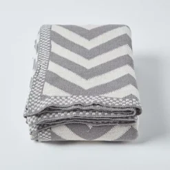 Homescapes Grey Chevron Cotton Knitted Throw, 150 X 200 Cm -DIY homescapes grey chevron cotton knitted throw 150 x 200 cm5056280702054 02c MP