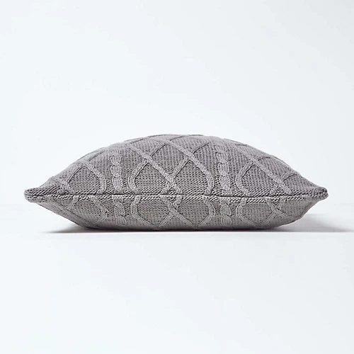 Homescapes Grey Diamond Cable Knit Cushion Cover, 45 X 45 Cm 4 Homescapes Grey Diamond Cable Knit Cushion Cover, 45 X 45 Cm - Image 2