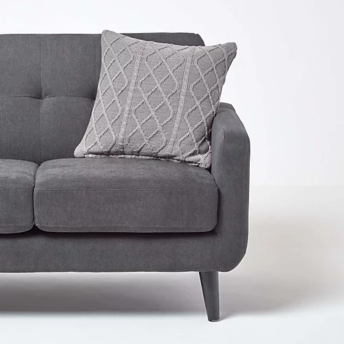 Homescapes Grey Diamond Cable Knit Cushion Cover, 45 X 45 Cm 6 Homescapes Grey Diamond Cable Knit Cushion Cover, 45 X 45 Cm - Image 4