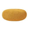 Homescapes Mustard Large Round Cotton Knitted Pouffe Footstool -DIY homescapes mustard large round cotton knitted pouffe footstool5055967431010 01c MP