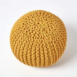 Homescapes Mustard Round Cotton Knitted Pouffe Footstool 8 Homescapes Mustard Round Cotton Knitted Pouffe Footstool -DIY homescapes mustard round cotton knitted pouffe footstool5055967430990 03c MP