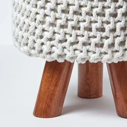 Homescapes Natural Tall Cotton Knitted Footstool On Legs 9 Homescapes Natural Tall Cotton Knitted Footstool On Legs -DIY homescapes natural tall cotton knitted footstool on legs5055967445321 04c MP