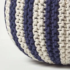 Homescapes Navy And White Knitted Pouffe Striped Footstool 40 X 50 Cm -DIY homescapes navy and white knitted pouffe striped footstool 40 x 50 cm5056280715818 04c MP