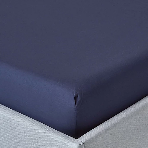 Homescapes Navy Blue Egyptian Cotton Fitted Sheet 200 TC, Double 3 Homescapes Navy Blue Egyptian Cotton Fitted Sheet 200 TC, Double