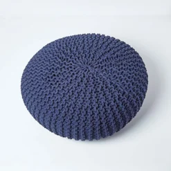 Homescapes Navy Blue Large Round Cotton Knitted Pouffe Footstool 8 Homescapes Navy Blue Large Round Cotton Knitted Pouffe Footstool -DIY homescapes navy blue large round cotton knitted pouffe footstool5055967493537 03c MP