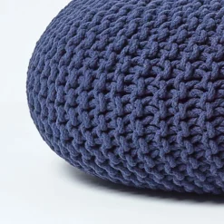 Homescapes Navy Blue Large Round Cotton Knitted Pouffe Footstool 9 Homescapes Navy Blue Large Round Cotton Knitted Pouffe Footstool -DIY homescapes navy blue large round cotton knitted pouffe footstool5055967493537 04c MP
