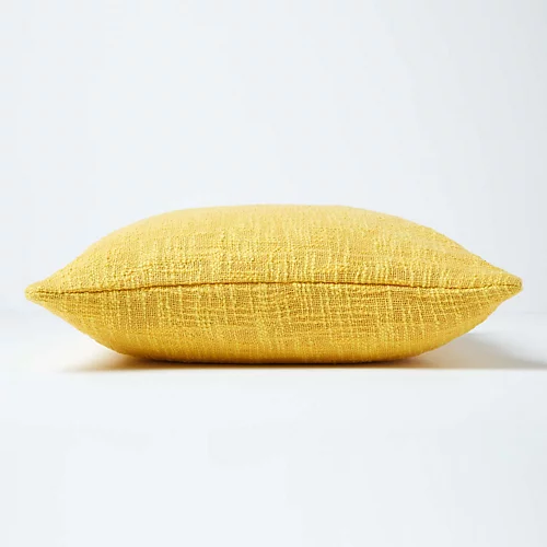 Homescapes Nirvana Cotton Yellow Cushion Cover, 45 X 45 Cm 4 Homescapes Nirvana Cotton Yellow Cushion Cover, 45 X 45 Cm - Image 2