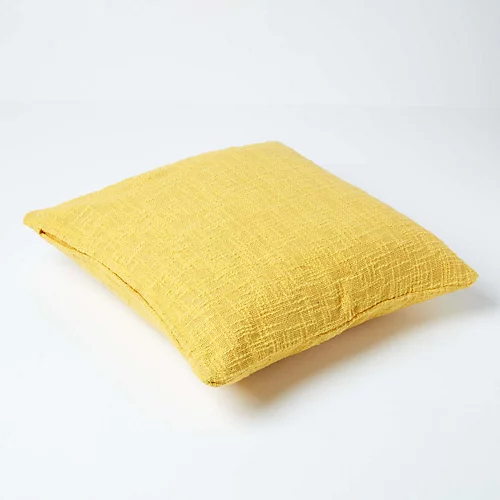 Homescapes Nirvana Cotton Yellow Cushion Cover, 45 X 45 Cm 5 Homescapes Nirvana Cotton Yellow Cushion Cover, 45 X 45 Cm - Image 3