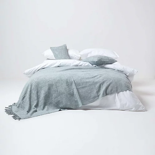 Homescapes Nirvana Slub Cotton Grey Throw, 255 X 360 Cm 5 Homescapes Nirvana Slub Cotton Grey Throw, 255 X 360 Cm - Image 3