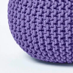 Homescapes Purple Round Cotton Knitted Pouffe Footstool -DIY homescapes purple round cotton knitted pouffe footstool5055967430839 04c MP