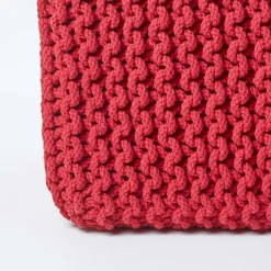 Homescapes Red Cube Cotton Knitted Pouffe Footstool -DIY homescapes red cube cotton knitted pouffe footstool5055967432628 04c MP