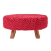 Homescapes Red Round Cotton Knitted Footstool On Legs -DIY homescapes red round cotton knitted footstool on legs5055967445390 01c MP