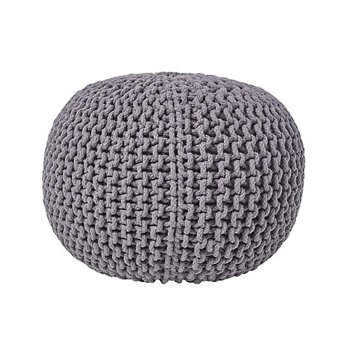 Homescapes Sea Grey Round Cotton Knitted Pouffe Footstool 3 Homescapes Sea Grey Round Cotton Knitted Pouffe Footstool