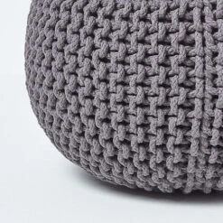 Homescapes Sea Grey Round Cotton Knitted Pouffe Footstool 9 Homescapes Sea Grey Round Cotton Knitted Pouffe Footstool -DIY homescapes sea grey round cotton knitted pouffe footstool5055967430792 04c MP