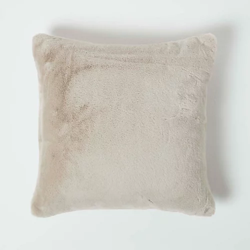 Homescapes Soft Touch Faux Fur Taupe Cushion 46 X 46 Cm 4 Homescapes Soft Touch Faux Fur Taupe Cushion 46 X 46 Cm - Image 2