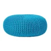 Homescapes Teal Blue Large Round Cotton Knitted Pouffe Footstool -DIY homescapes teal blue large round cotton knitted pouffe footstool5055967493612 01c MP