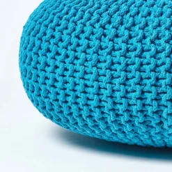Homescapes Teal Blue Large Round Cotton Knitted Pouffe Footstool 9 Homescapes Teal Blue Large Round Cotton Knitted Pouffe Footstool -DIY homescapes teal blue large round cotton knitted pouffe footstool5055967493612 04c MP