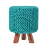 Homescapes Teal Green Tall Cotton Knitted Footstool On Legs -DIY homescapes teal green tall cotton knitted footstool on legs5055967491458 01c MP