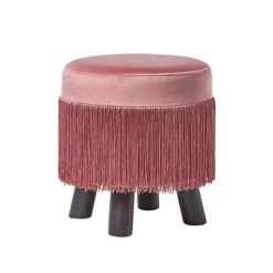 Homescapes Warwick Velvet Footstool With Legs, Pink