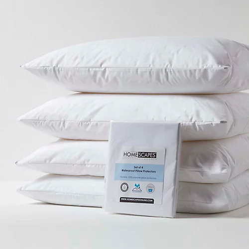 Homescapes Waterproof Pillow Protectors Standard Size, Pack Of 4 3 Homescapes Waterproof Pillow Protectors Standard Size, Pack Of 4