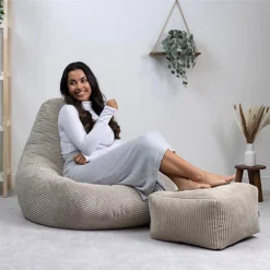 Icon Dalton Corduroy Bean Bag Chair & Pouffe Beige Grey Recliner Bean Bags -DIY icon dalton corduroy bean bag chair pouffe beige grey recliner bean bags5060958979969 02c MP