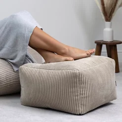 Icon Dalton Corduroy Bean Bag Chair & Pouffe Beige Grey Recliner Bean Bags -DIY icon dalton corduroy bean bag chair pouffe beige grey recliner bean bags5060958979969 03c MP