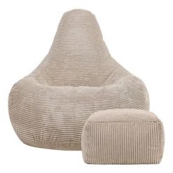 Icon Dalton Corduroy Bean Bag Chair & Pouffe Beige Grey Recliner Bean Bags -DIY icon dalton corduroy bean bag chair pouffe beige grey recliner bean bags5060958979969 04c MP