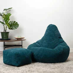Icon Dalton Corduroy Bean Bag Chair & Pouffe Teal Green Recliner Bean Bags